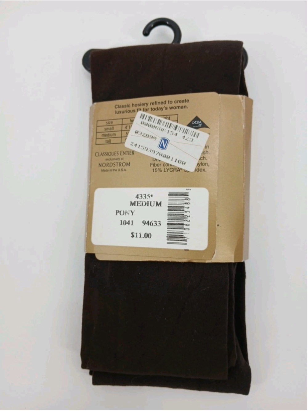 New Classiques Entier Brown Matte Opaque Tights Size Medium - Picture 3 of 3
